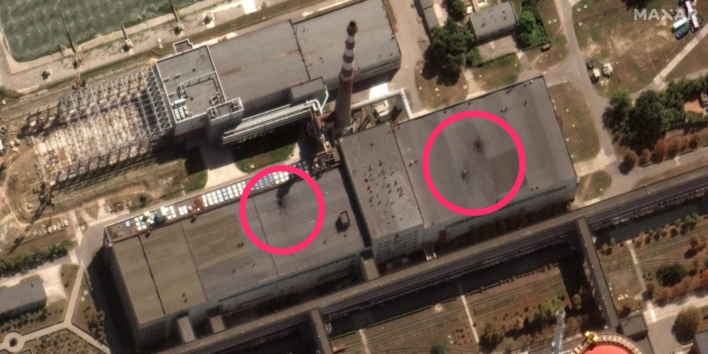 Zdjęcia satelitarne pokazują uszkodzenia budynku ukraińskiej elektrowni jądrowej